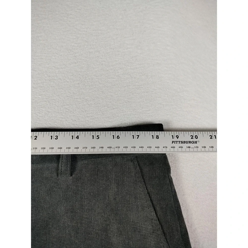 Alan Flusser Pants Mens 36x30 Gray Microfiber Stretch Dress Check Slacks Classic